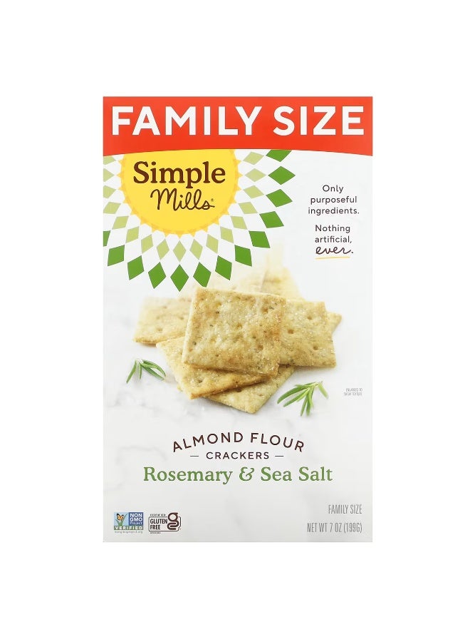 Simple Mills, Almond Flour Crackers, Rosemary & Sea Salt, Family Size, 7 oz (199 g)